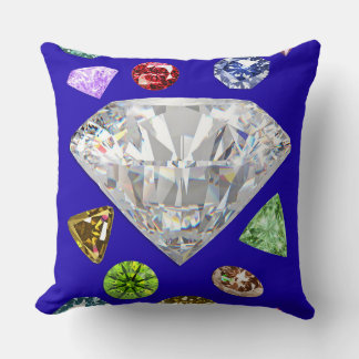 Colorful Gemstones and Big Diamond Graphic Throw Pillow