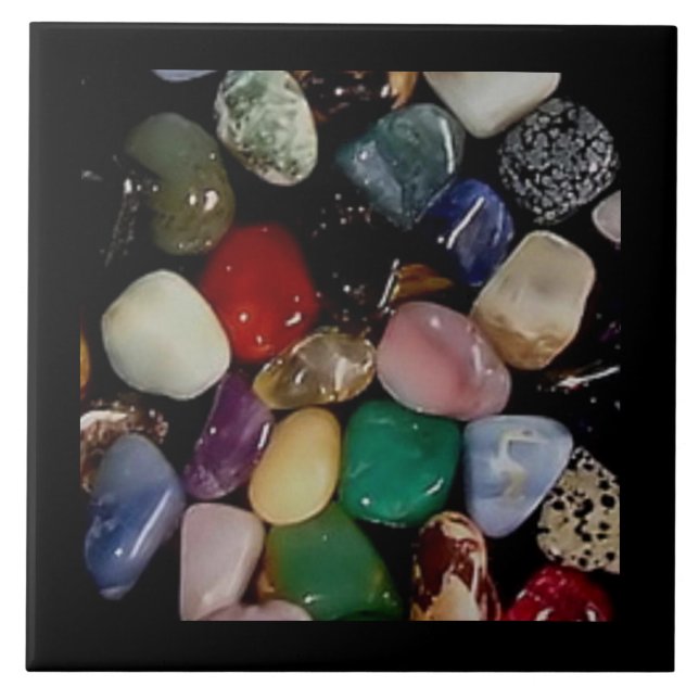 Colorful Gemstones  Ceramic Tile (Front)