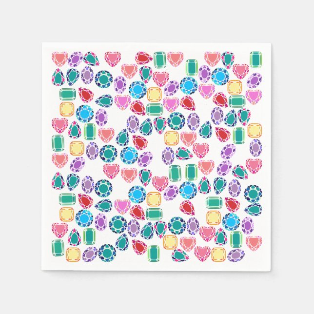 Colorful Gemstones Paper Napkins (Front)