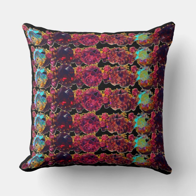 Colorful Gemstones, rubies, diamonds, sapphires Throw Pillow (Front)