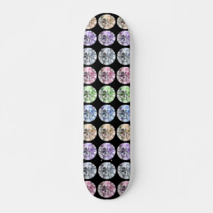 Colorful gemstones skateboard