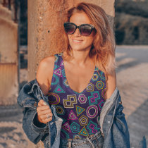 Colorful geo linear tank top