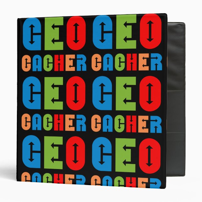 Colorful Geocacher Arrows 3 Ring Binder (Front/Inside)