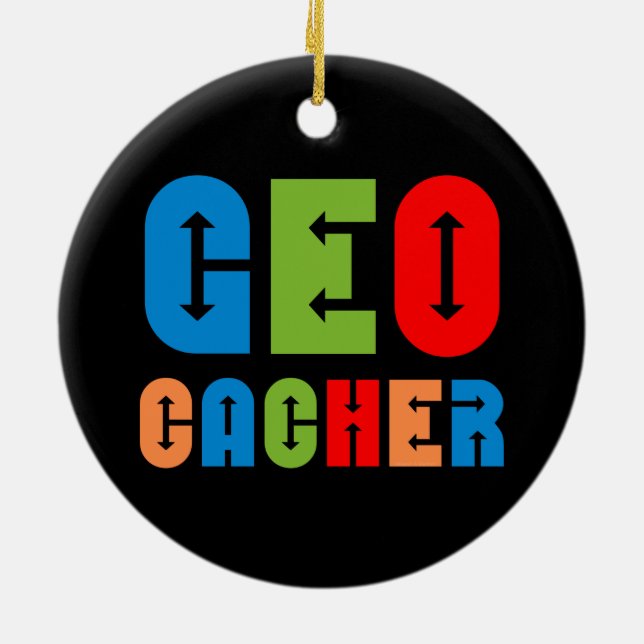 Colorful Geocacher Arrows Ceramic Ornament (Back)