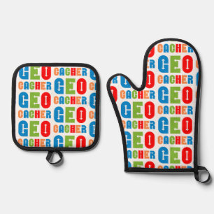 Colorful Geocacher Arrows Oven Mitt & Pot Holder Set