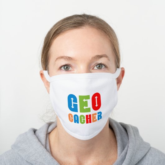 Colorful Geocacher Arrows White Cotton Face Mask (Worn)