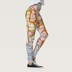 Colorful Geographic World Map Leggings
