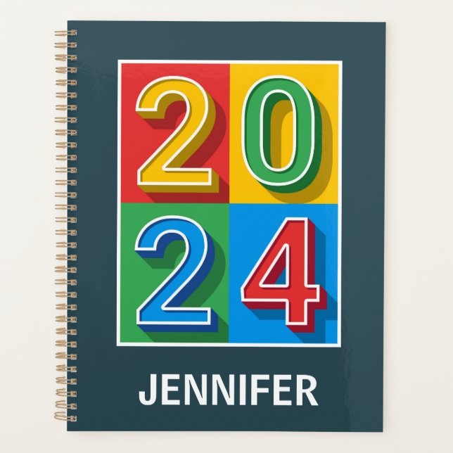 Colorful geometric 2024 design planner (Front)