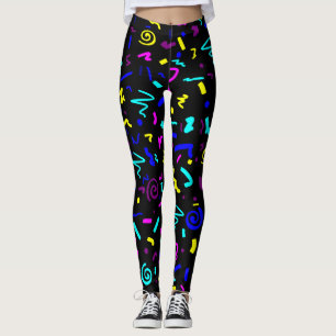 Colorful Geometric 80s Inspired Casual and Workout Leggings
