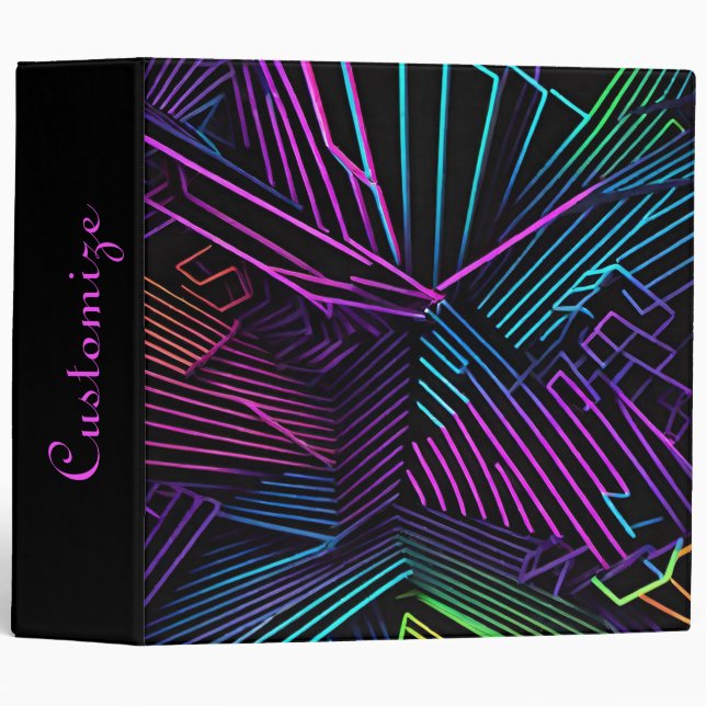 Colorful Geometric Abstract 3 Ring Binder (Front/Spine)
