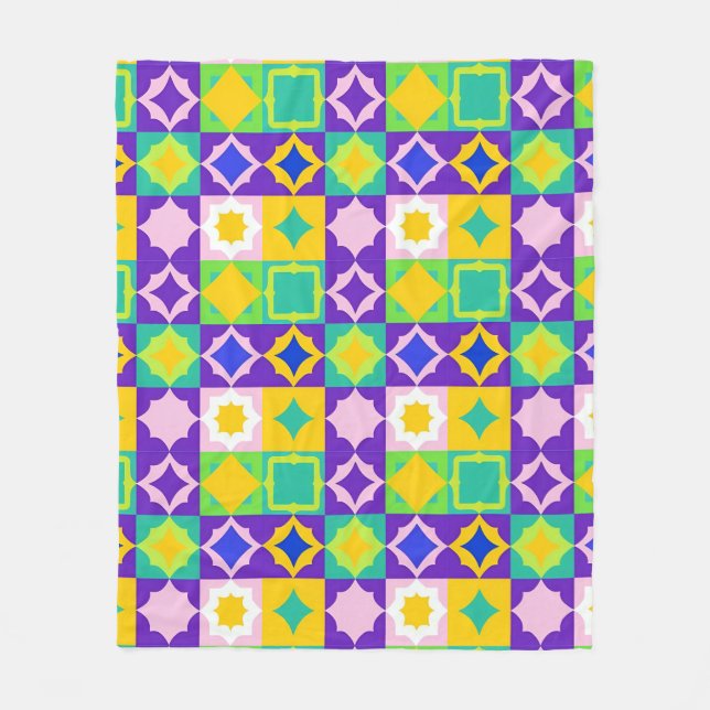 Colorful Geometric Abstract Art Fleece Blanket (Front)