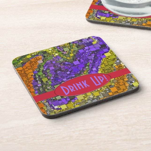 Colorful Geometric Abstract Art Personalized Coaster (Left Side)