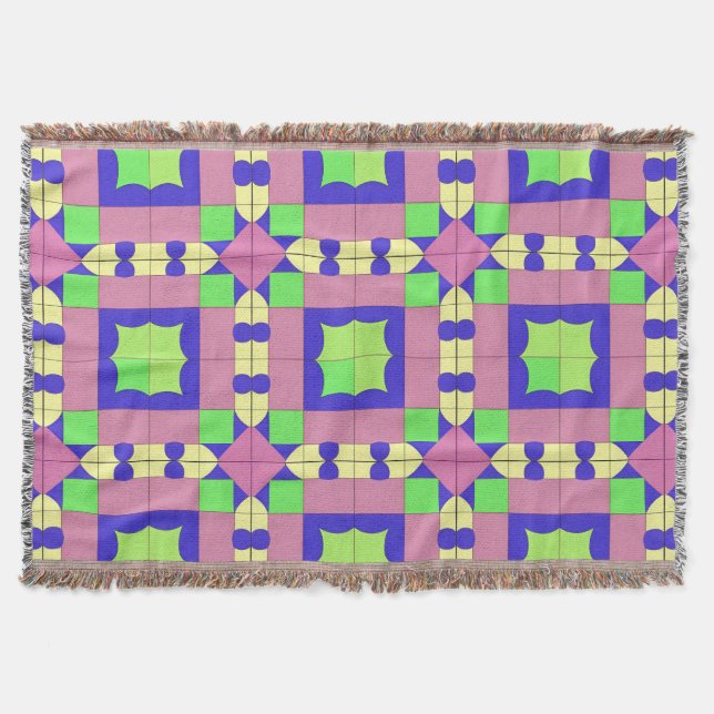 Colorful Geometric Abstract Art Throw Blanket (Front)