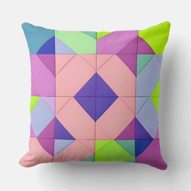 Colorful Geometric Abstract Art Throw Pillow (Front)