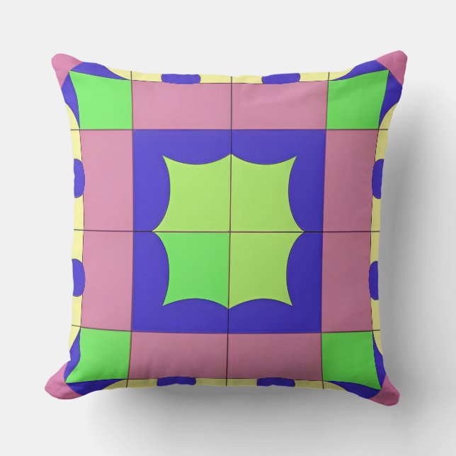 Colorful Geometric Abstract Art Throw Pillow (Front)