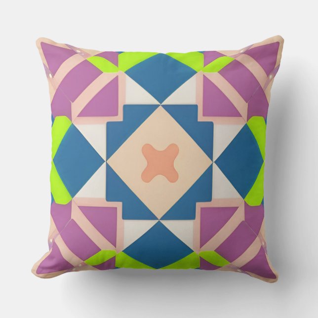 Colorful Geometric Abstract Art Throw Pillow (Front)