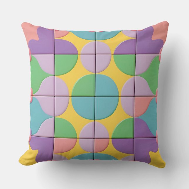 Colorful Geometric Abstract Art Throw Pillow (Front)