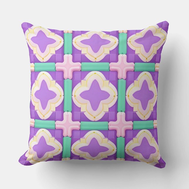 Colorful Geometric Abstract Art Throw Pillow (Front)