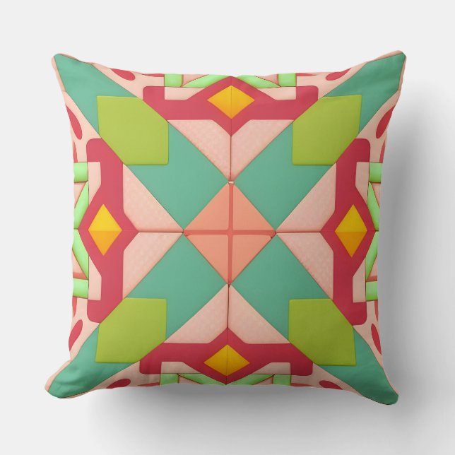 Colorful Geometric Abstract Artwork Throw Pillow (Front)