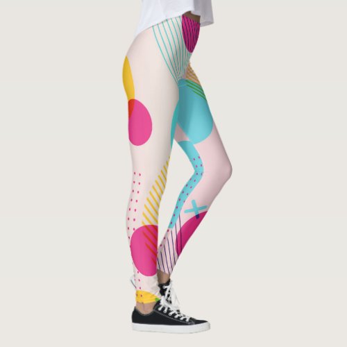 Colorful geometric abstract background leggings