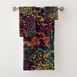 Colorful geometric abstract bath towel set