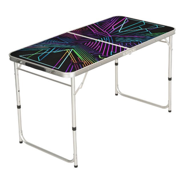 Colorful Geometric Abstract Beer Pong Table (Angled)