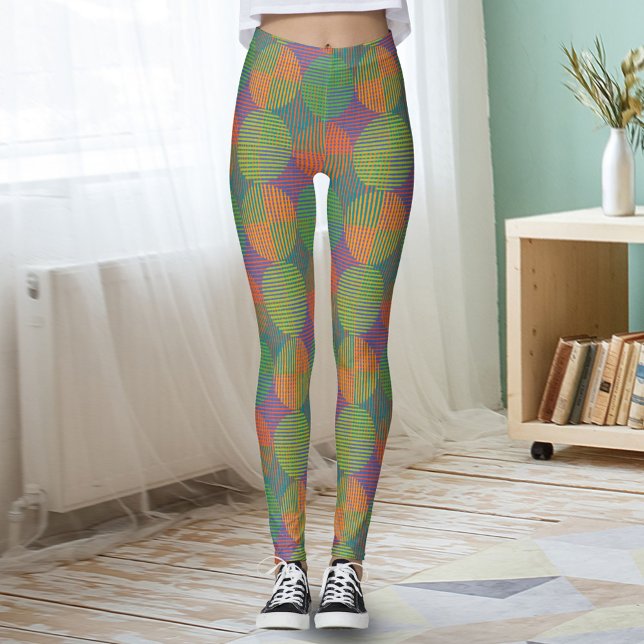 Colorful Geometric Abstract Circles On Purple Leggings (Creator Uploaded)