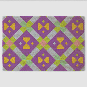 Colorful Geometric Abstract Design Fiber Doormat