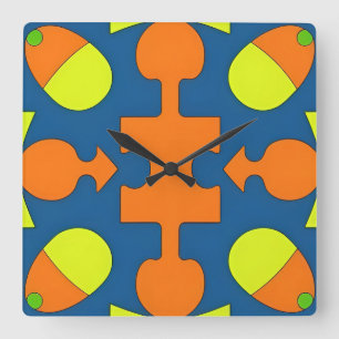 Colorful Geometric Abstract Design Square Wall Clock