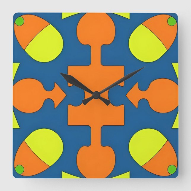 Colorful Geometric Abstract Design Square Wall Clock (Front)