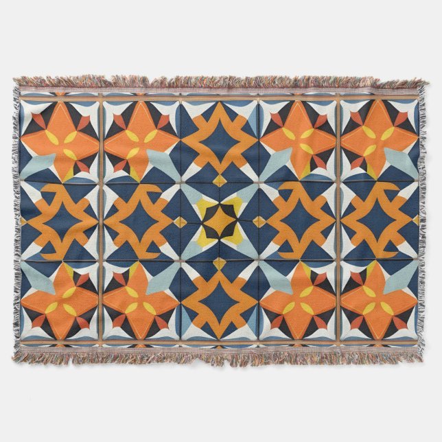 Colorful Geometric Abstract Design Throw Blanket (Front)
