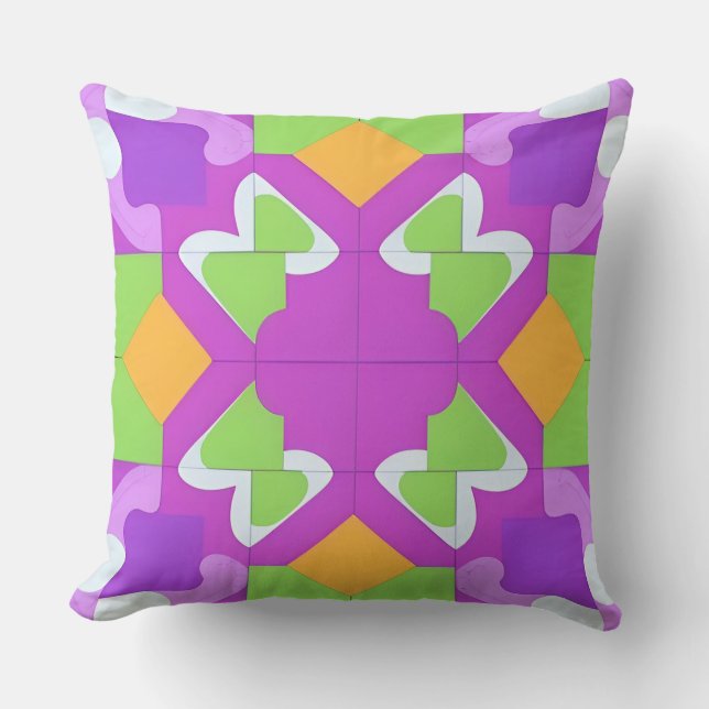 Colorful Geometric Abstract Design Throw Pillow (Front)