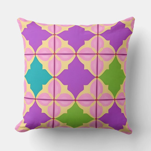 Colorful Geometric Abstract Design Throw Pillow (Front)