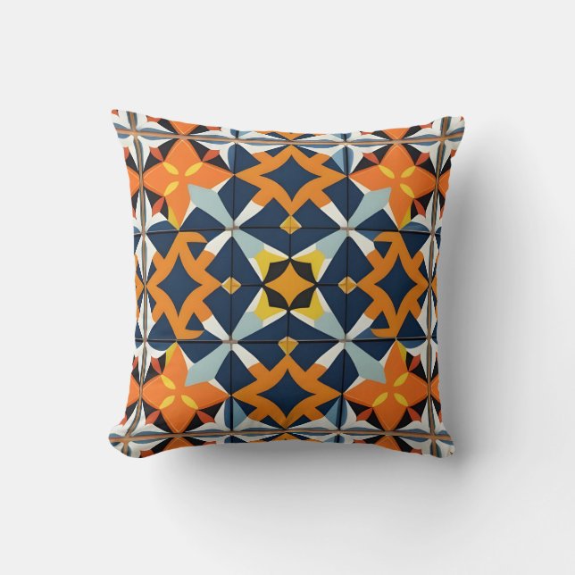 Colorful Geometric Abstract Design Throw Pillow (Front)