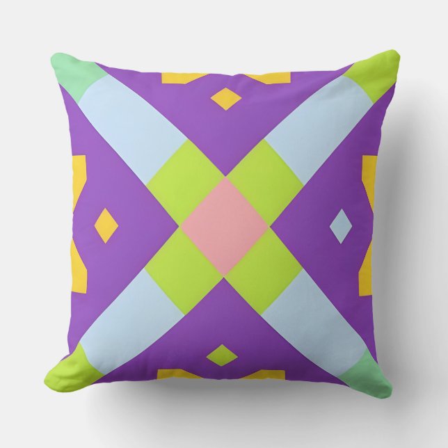 Colorful Geometric Abstract Design Throw Pillow (Front)