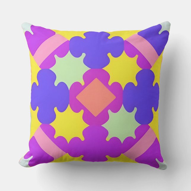 Colorful Geometric Abstract Design Throw Pillow (Front)