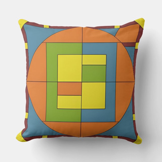 Colorful Geometric Abstract Design Throw Pillow (Front)