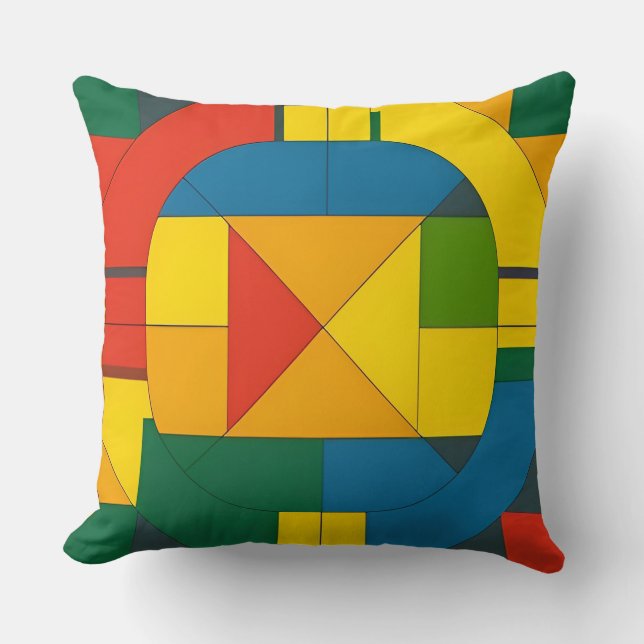Colorful Geometric Abstract Design Throw Pillow (Front)