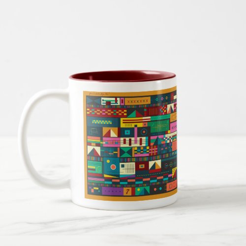 Colorful Geometric Abstract Design Two_Tone Coffee Mug