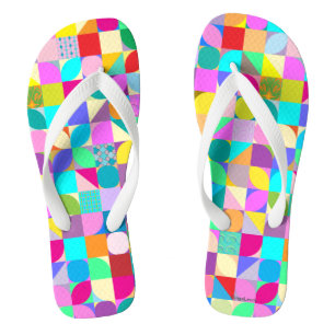 Colorful Geometric Abstract Fun Graphic Flip Flops
