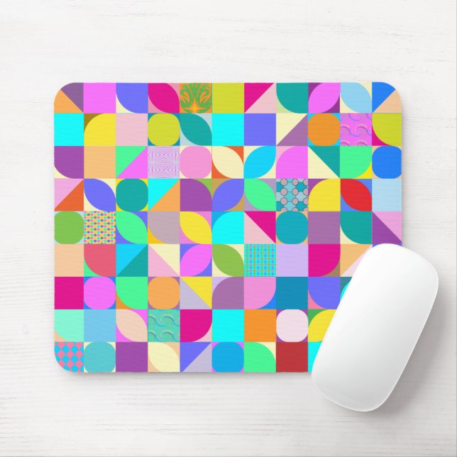 Colorful Geometric Abstract Fun Graphic Mouse Pad (With Mouse)