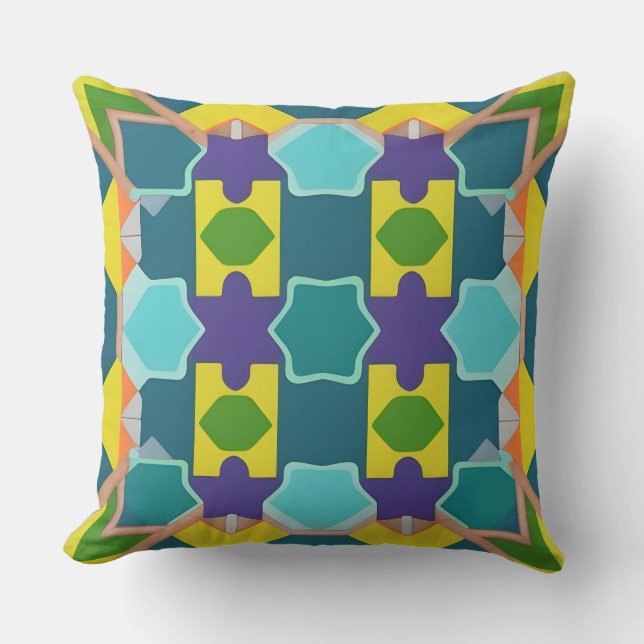 Colorful Geometric Abstract Modern Living Room Throw Pillow (Front)
