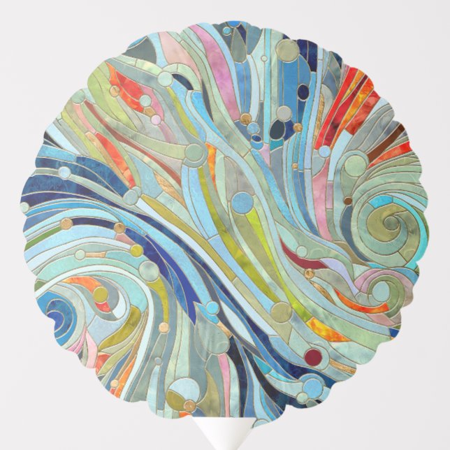 Colorful Geometric Abstract Mosaic Art Balloon (Front)
