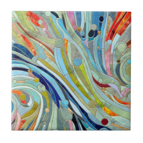 Colorful Geometric Abstract Mosaic Art Ceramic Tile