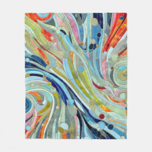 Colorful Geometric Abstract Mosaic Art Fleece Blanket