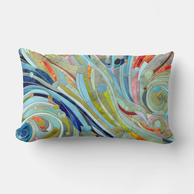 Colorful Geometric Abstract Mosaic Art Lumbar Pillow (Front)