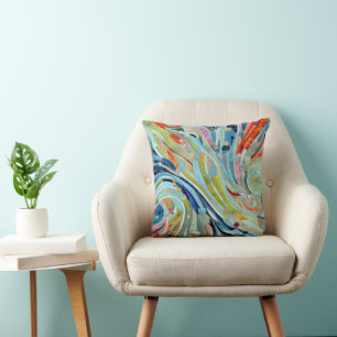 Colorful Geometric Abstract Mosaic Art Throw Pillow