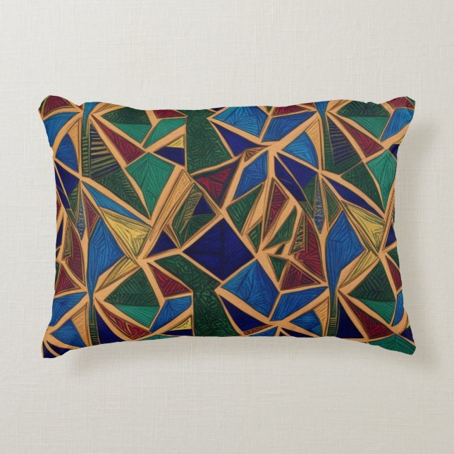Colorful geometric abstract pattern  accent pillow (Front)