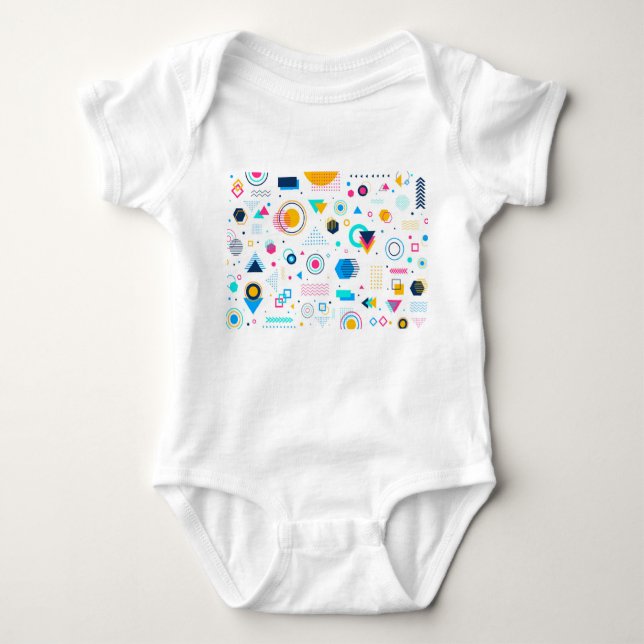 Colorful Geometric Abstract Pattern Art Baby Bodysuit (Front)