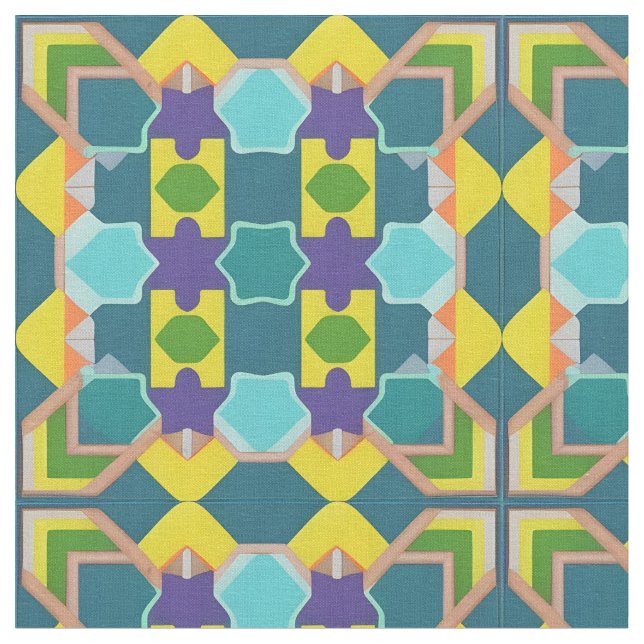 Colorful Geometric Abstract Pattern Fabric (Close Up)